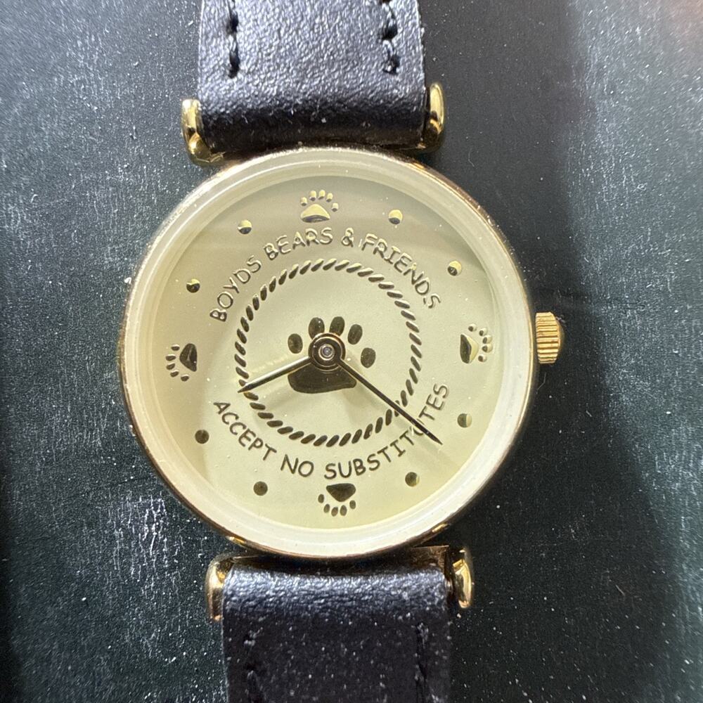 Boyds Bears & Friends Accept No Substitute Collection Watch Black Leather Band